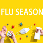 Flu Season theme with viral and hygiene objects