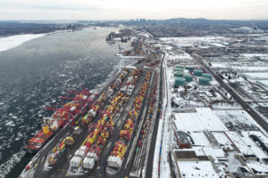 Busy port and railyard