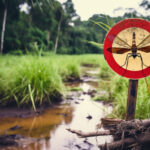 Pest Alert – An eye-catching sign warns of mosquito danger, a critical message in regions battling mosquito-borne illnesses.navigation.